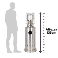 Stufa a Gas da Esterno Riscaldatore Gpl Portatile con Ruote FIRE Cilindro Arredo Riscaldante per Terrazzo P Acciaio Inox