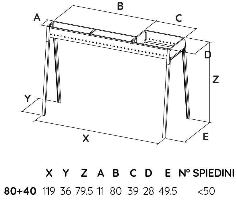Cuoci Arrosticini a Carbone 120 cm con Barbecue Lisa Luxury Milano Grill 80+40