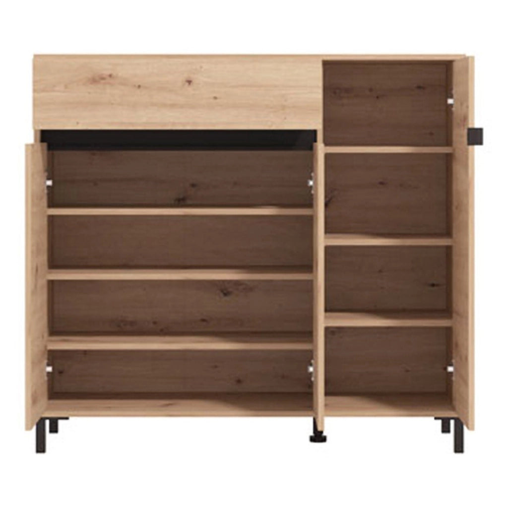 Mobile Portascarpe Orotelli, Scarpiera un Cassetto, 118.5x40x109.5h cm Marrone Rovere Nodi