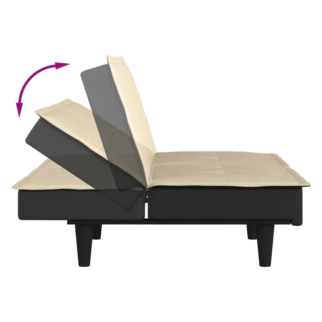 Divano Letto Crema in Tessuto 351916