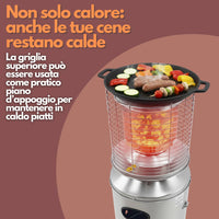 Stufa a Gas da Esterno Riscaldatore Gpl Portatile con Ruote FIRE Cilindro Arredo Riscaldante per Terrazzo P Acciaio Inox