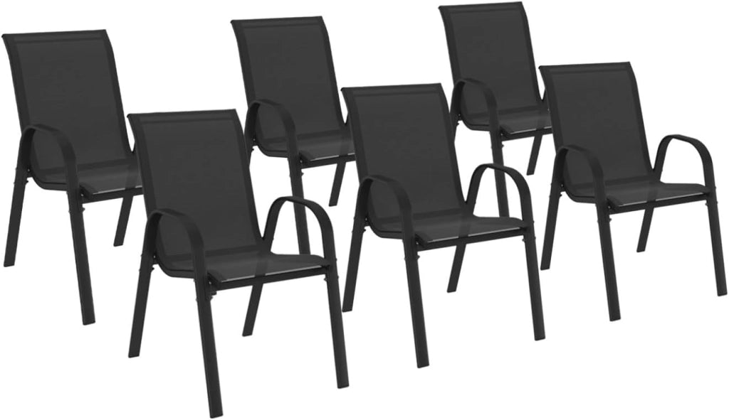 Set di 6 sedie impilabili LYMA in metallo e textilene nero