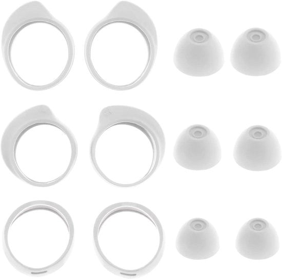 Orecchini in silicone antiscivolo - bianchi - compatibili con Galaxy Buds Samsung - misure S M L - 3 paia di orecchini