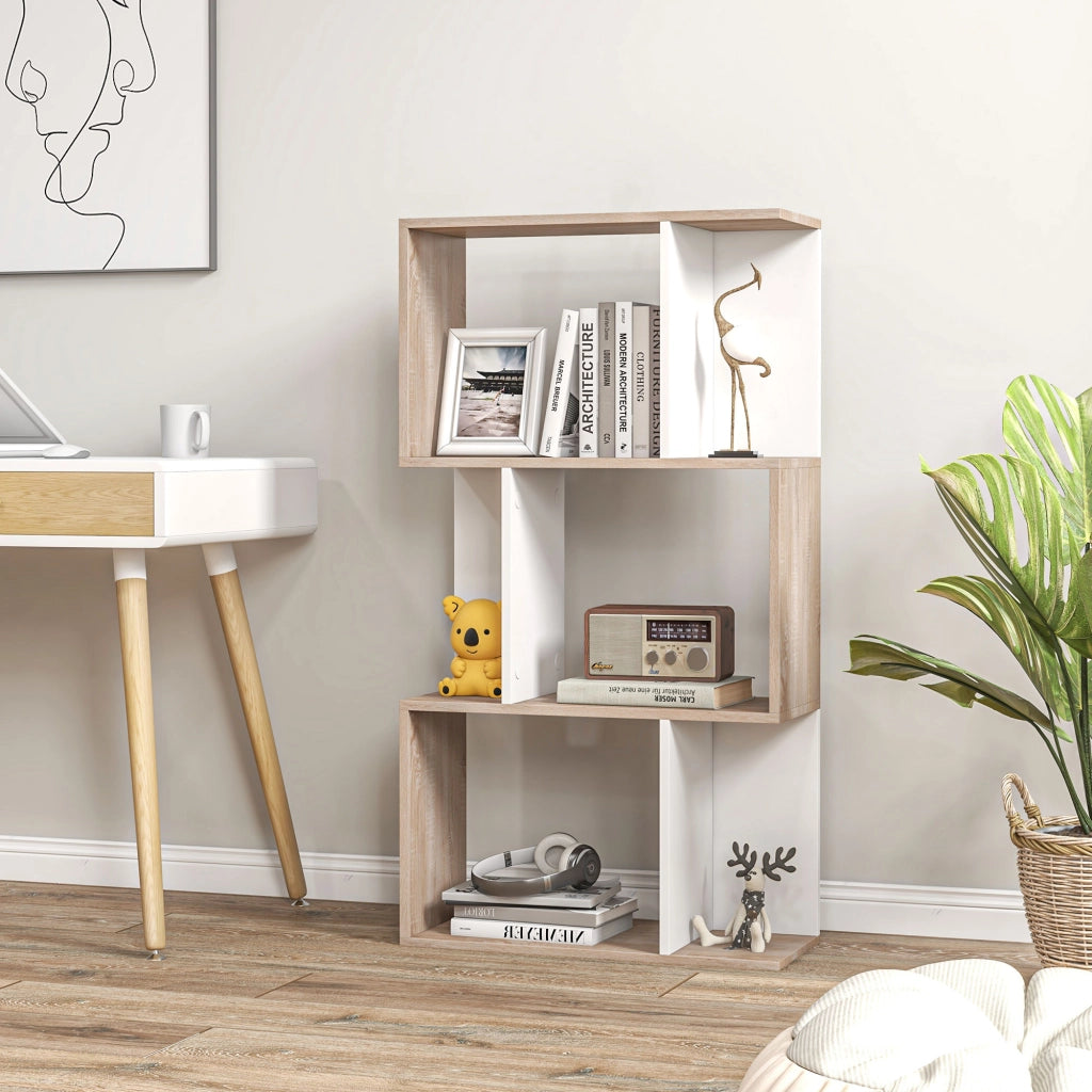 Libreria di Design Scaffale Ufficio Legno Moderna 3 Ripiani 60 ¡Á 24 ¡Á 111.4cm