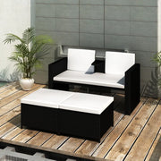 Set Divani da Giardino 4 pz con Cuscini in Polyrattan Nero 40737