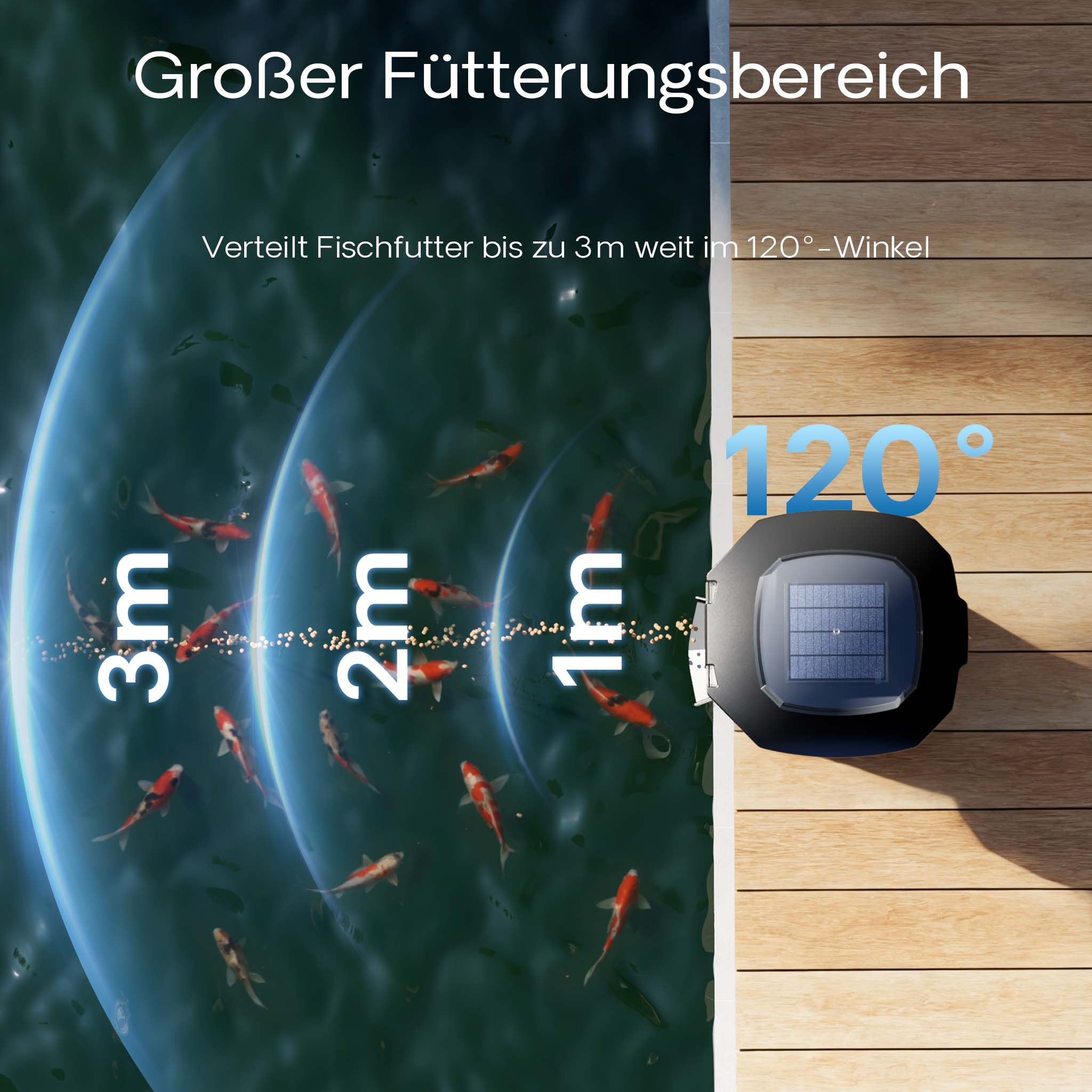 CFF-212 Mangiatoia per pesci ad energia solare, distributore automatico di mangime per laghetti, programmabile, con contenitore da 12 litri per 1-6 somministrazioni al giorno