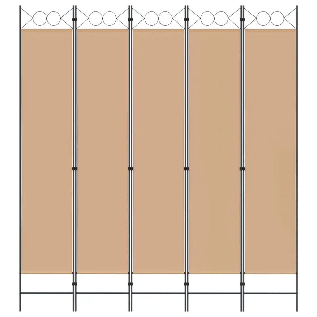 Divisorio Ambienti | Divider per stanze | Paravento a 5 Pannelli Beige 200 x 220 cm Tessuto