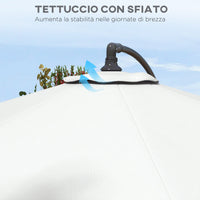 Telo per Ombrellone da Ø295 cm 8 Stecche Palo Centrale o Laterale Resistente all'Acqua Bianco