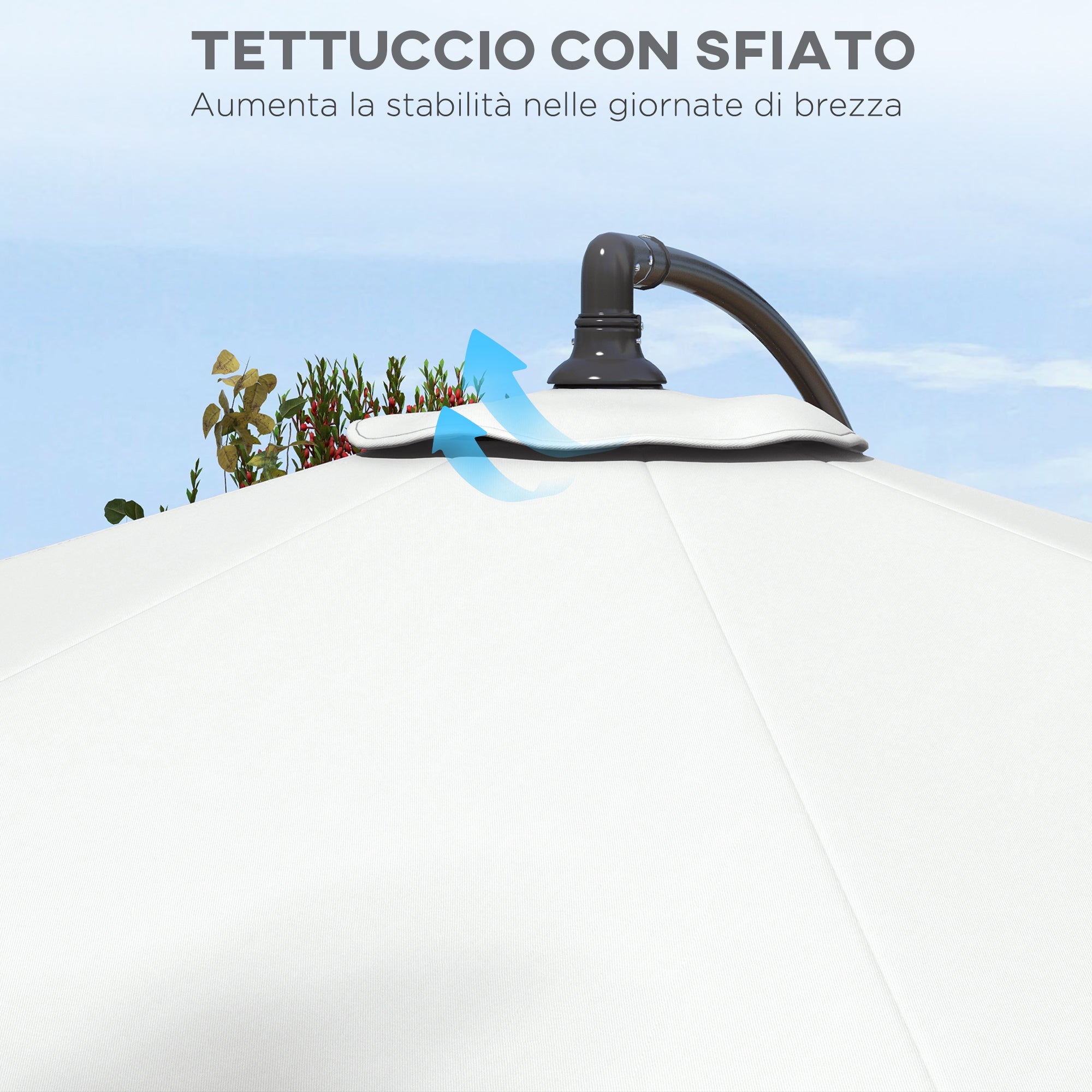 Telo per Ombrellone da Ø295 cm 8 Stecche Palo Centrale o Laterale Resistente all'Acqua Bianco