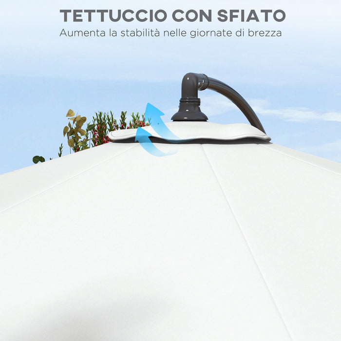 Telo per Ombrellone da Ø295 cm 8 Stecche Palo Centrale o Laterale Resistente all'Acqua Bianco