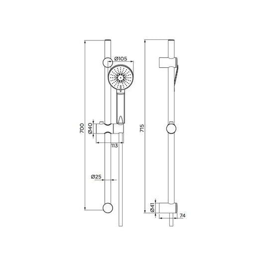 Saliscendi eolo, doccia 2 getti con risparmio acqua