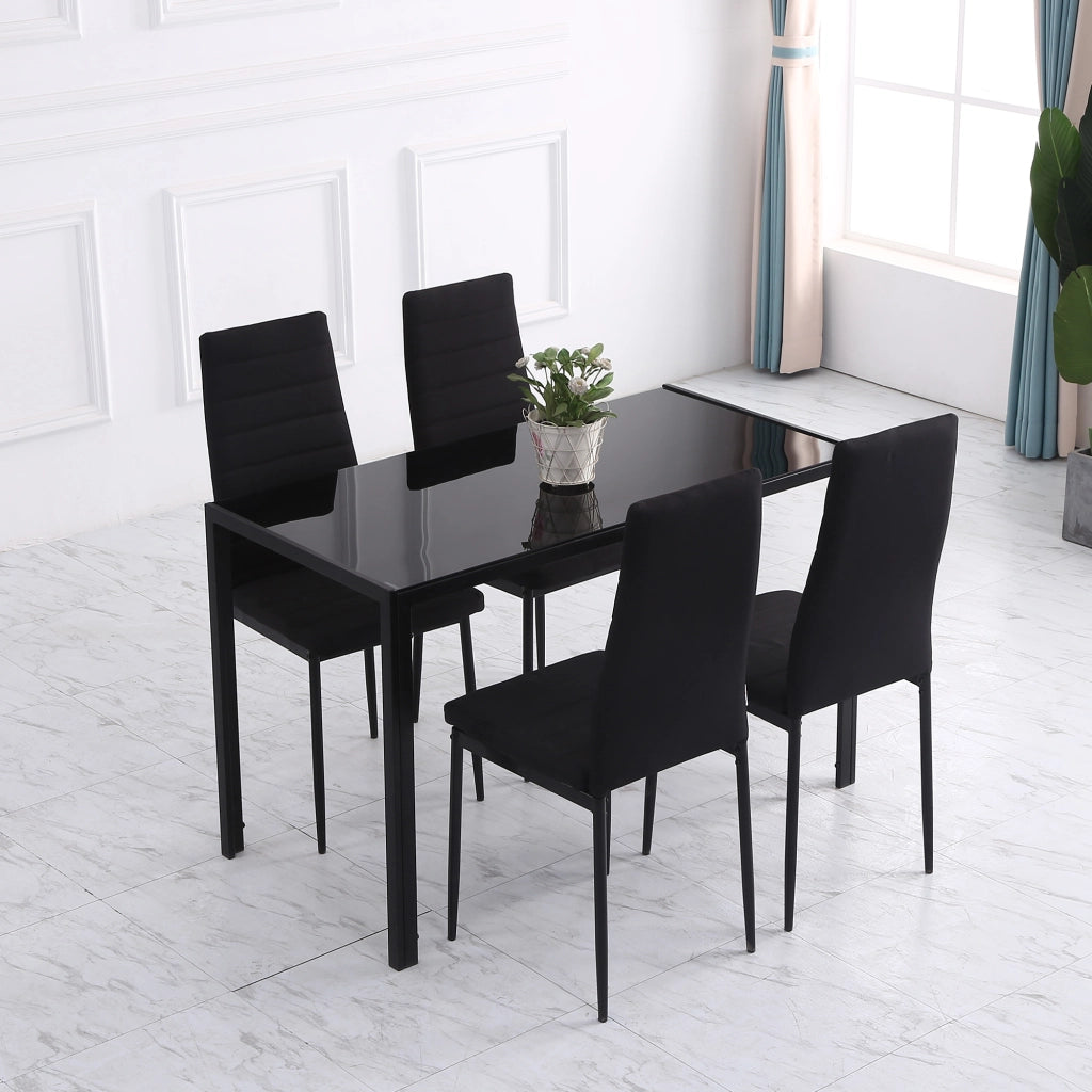 Set 4 Sedie Imbottite da Pranzo ¨C Zephmum ¨C Nero Tessuto Metallo