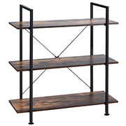 Libreria stile industriale con struttura in metallo-Scaffale multiuso con 3 ripiani per piante e fiori Marrone