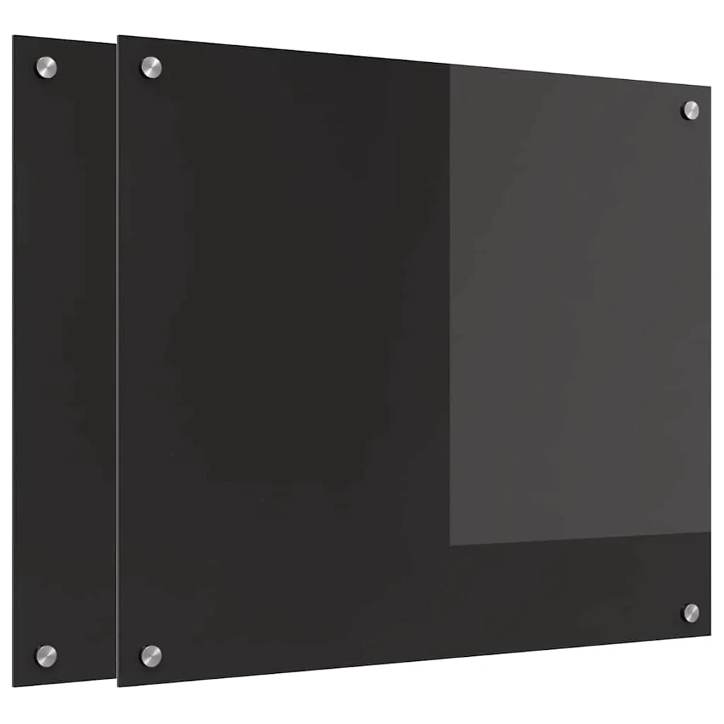 Set di 2 paraschizzi moderni per cucina resistenti al calore 70 x 60 cm in vetro temperato nero 02_0056308