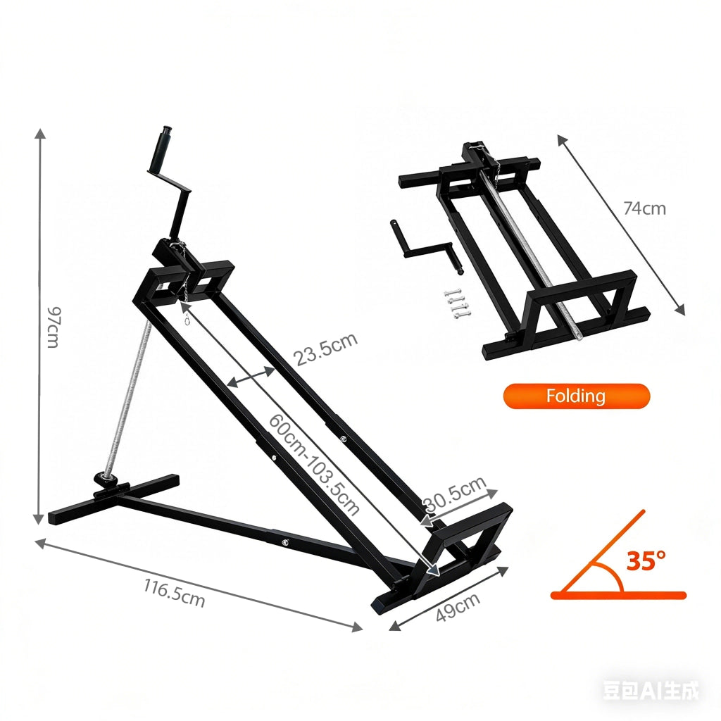 Carrello pieghevole telescopico per manutenzione rasaerba in acciaio con blocco 400 kg manico manuale ed elettrico nero