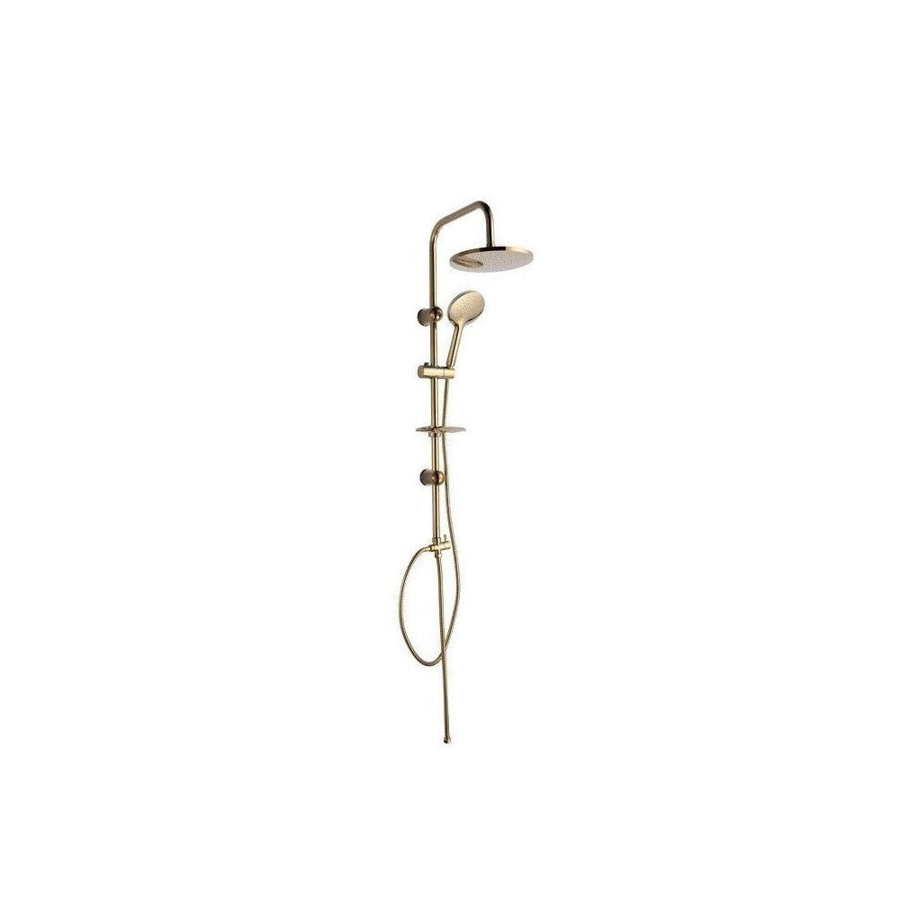 Trade Shop - Saliscendi Bagno Colonna Doccia Miscelatore Oro Soffione Rotondo Doccetta 87306 -