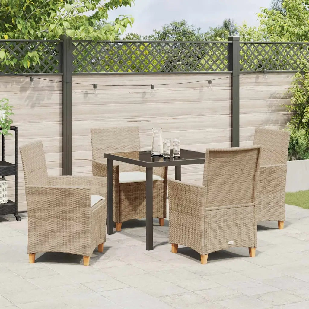 Set da Pranzo per Giardino 5 pcs Beige polyrattan 3381080
