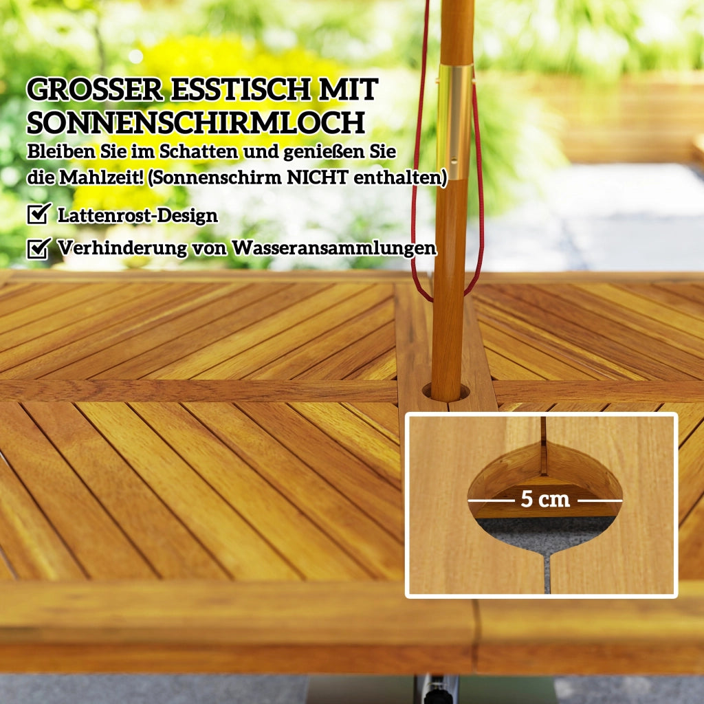 Set Giardino ¨C zephmum ¨C Teak, Tavolo e 2 Panche, 150x85x75 cm