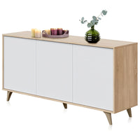 KIKUA PLUS Credenza 3 Ante 154x40x75 cm Rovere Bianco con Ripiani Interni