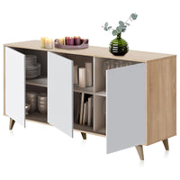 KIKUA PLUS Credenza 3 Ante 154x40x75 cm Rovere Bianco con Ripiani Interni