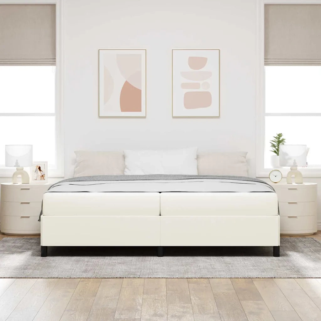 Struttura del letto con materasso Crema 200 x 200 cm Tessuto 3399142