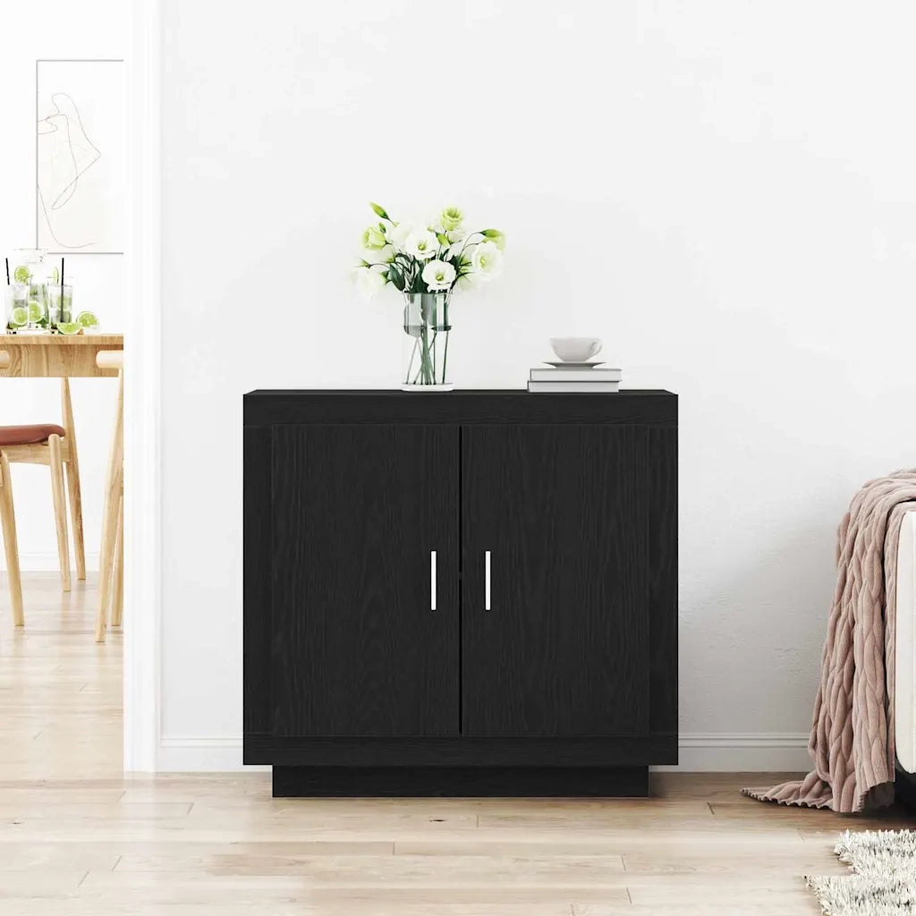 Credenza | Madia | Buffet da pranzo | Armadio da pranzo Rovere Nero 80 x 40 x 75 cm Legno multistrato