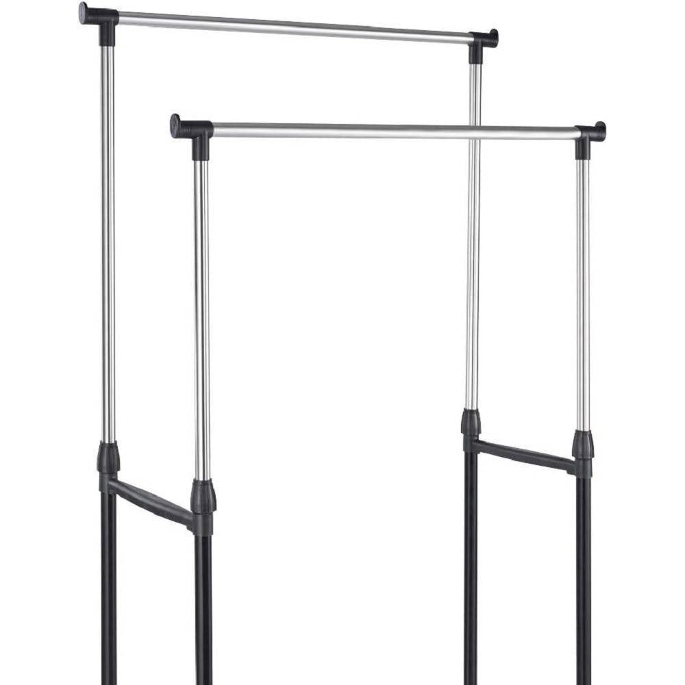 Trade Shop - Stand Appendiabiti Allungabile In Acciaio Telescopico Ruote Doppio L80xh95-170cm -