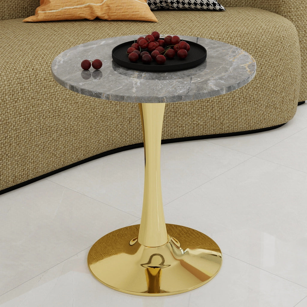 Tavolino da Caff¨¨ Rotondo ¨C MINIMAL ¨C Piano in Marmo Grigio, Design Moderno, 70 cm