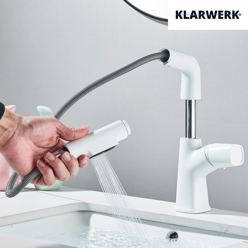 MAX | Rubinetto da bagno estensibile in acciaio inox con funzione doccia bianco | da bagno con rubinetto alto, lavabo independente per ristorazione