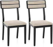Set di 2 Sedie da Pranzo Moderne, Sedie Cucina in Tessuto con Schienale Inclinato, Gambe in Legno di Gomma e Seduta mbottita, Portata 180 kg, Ideale per Sala da Pranzo, Soggiorno (Nero)