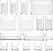 Sistema di archiviazione per carrello - organizzatore di cosmetici - 16 pezzi - trasparente - multifunzionale