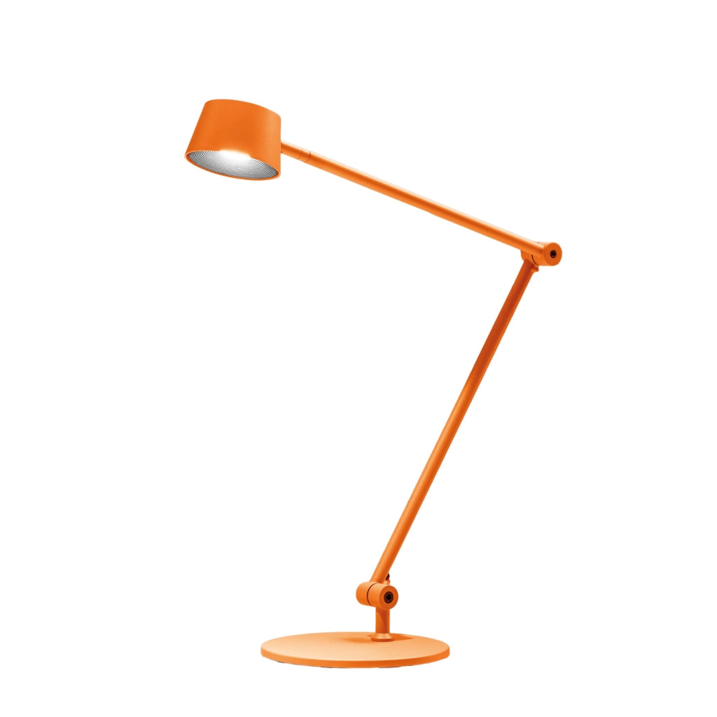 Lampada da Tavolo Efira L - 6,2W LED 3000K Orientabile Dimmerabile, Struttura in Alluminio Arancio Bruciato con Diffusore in Metacrilato - Gea Luce