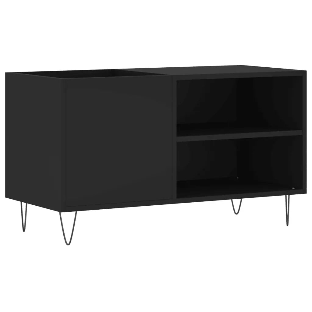 Mobile porta dischi classico e pratico 85 x 38 x 48 cm grande capacità stile industriale legno nero 02_0049108