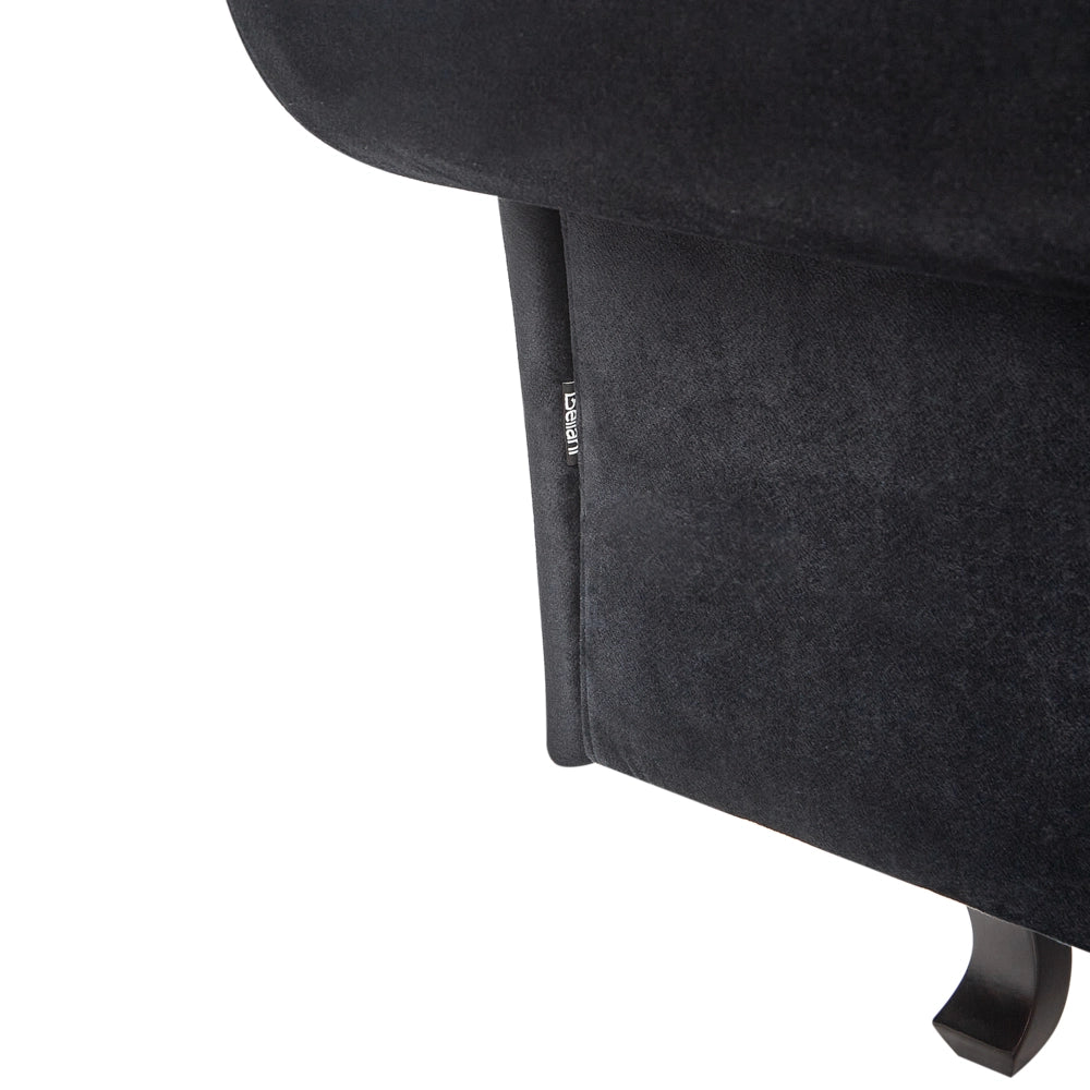 Chaise Lounge in velluto nero imbottito a lato destro con cuscino in stile retrò tradizionale Facile da pulire Adatto agli animali domestici