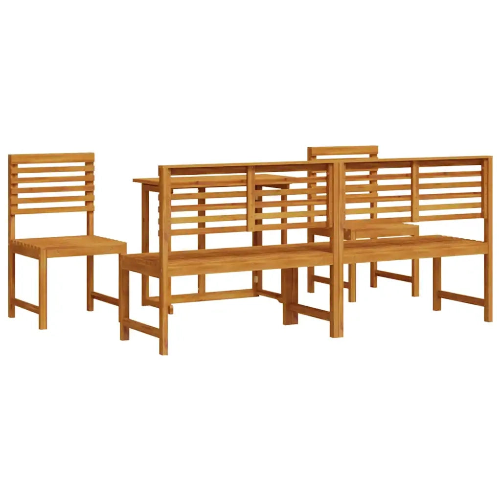 Set Bistro da Giardino 5 pcs Marrone Legno di Acacia Massello 3328698