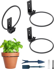 Impianti per piante da esterno e interno 10,5 cm 3 pezzi - Supporto per parete con piatto metallico per piante - Set di anelli per vaso in ghisa con zappa da giardino.