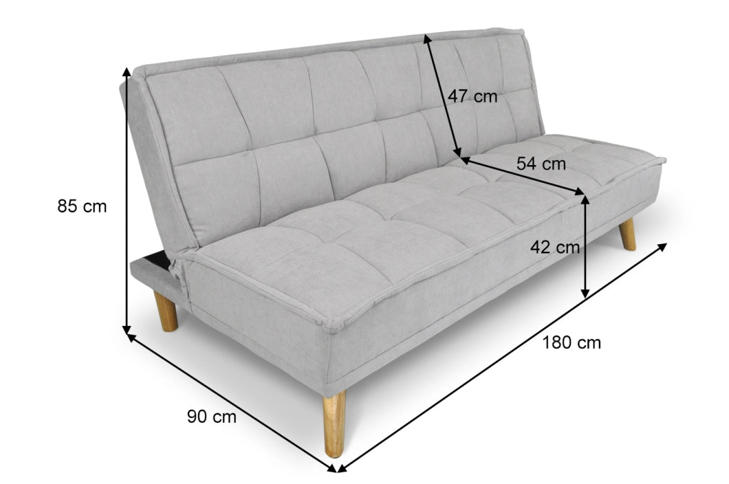 Divano letto clic clac in tessuto vellutato grigio, divano 3 posti - Bart - DL-BA01FBC