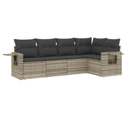 Set Divano da Giardino 5pz | Set Salotto da Giardino con Cuscini Grigio Chiaro Polyrattan