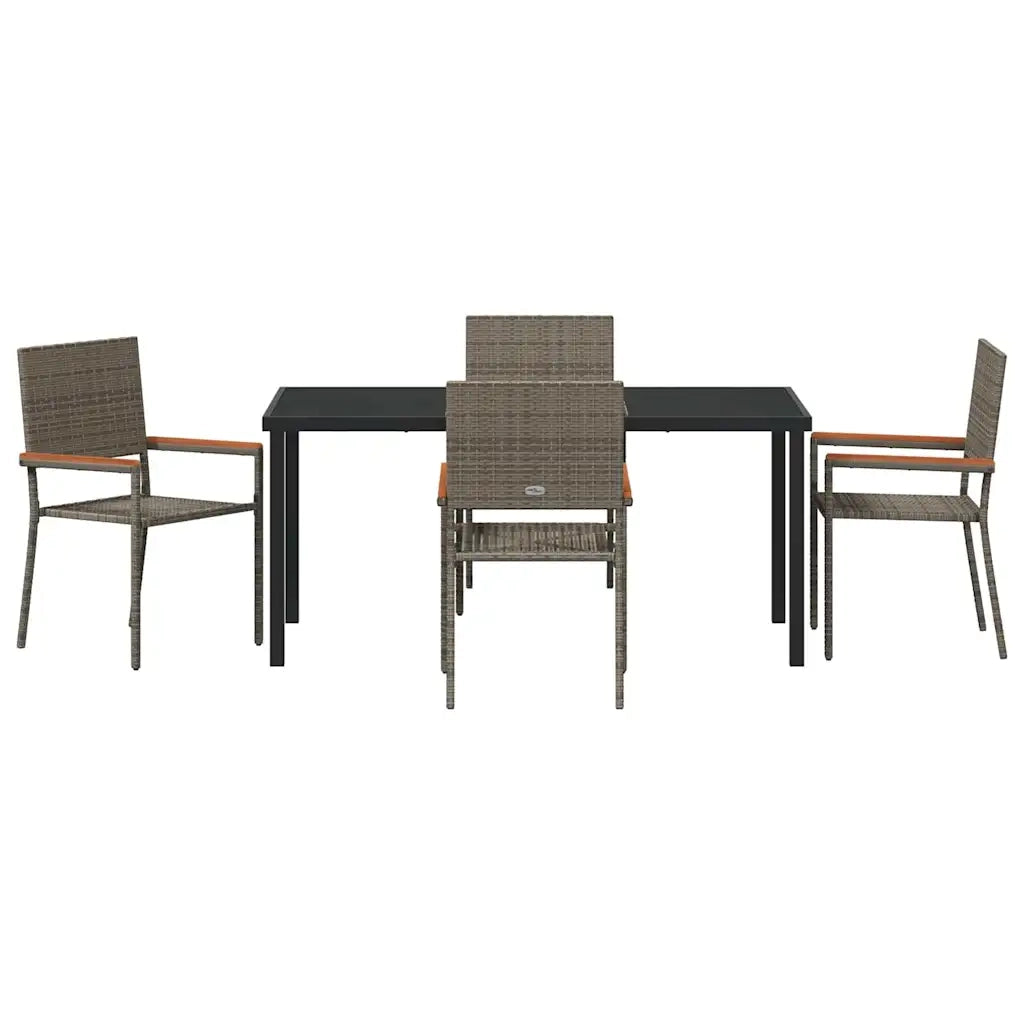 Set da Pranzo per Giardino con cuscino 5 pcs Grigio polyrattan 3379712