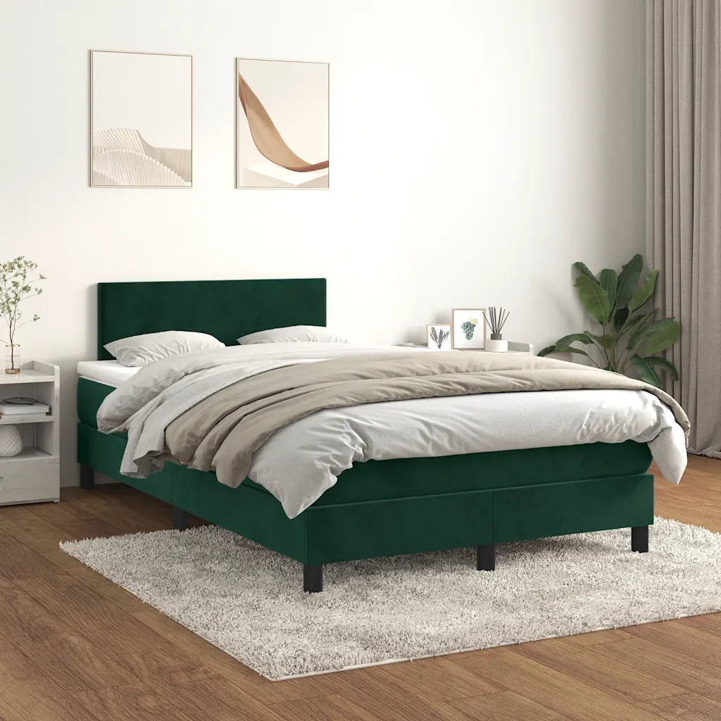 Giroletto a Molle con Materasso Verde Scuro 120x190 cm Velluto