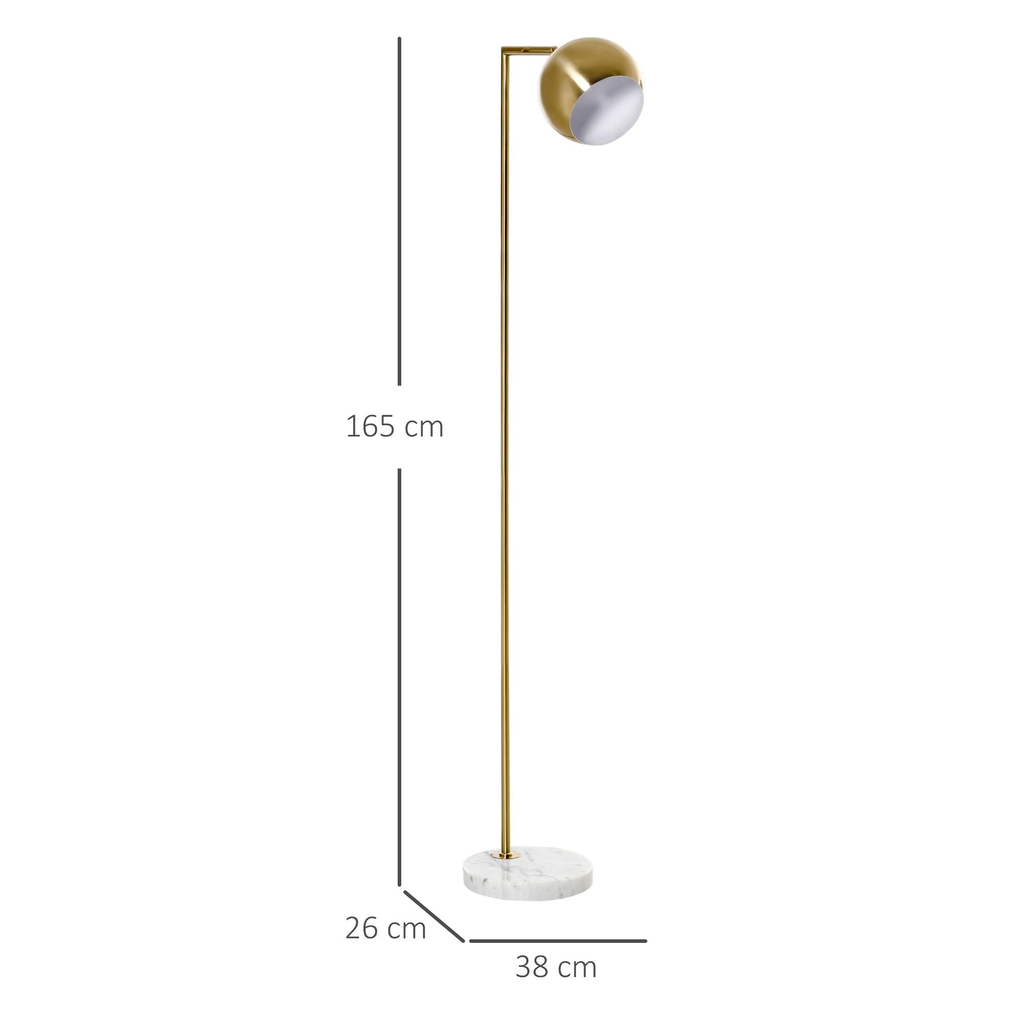 Lampada da Terra 38x26x165 cm E27 Paralume Regolabile Oro