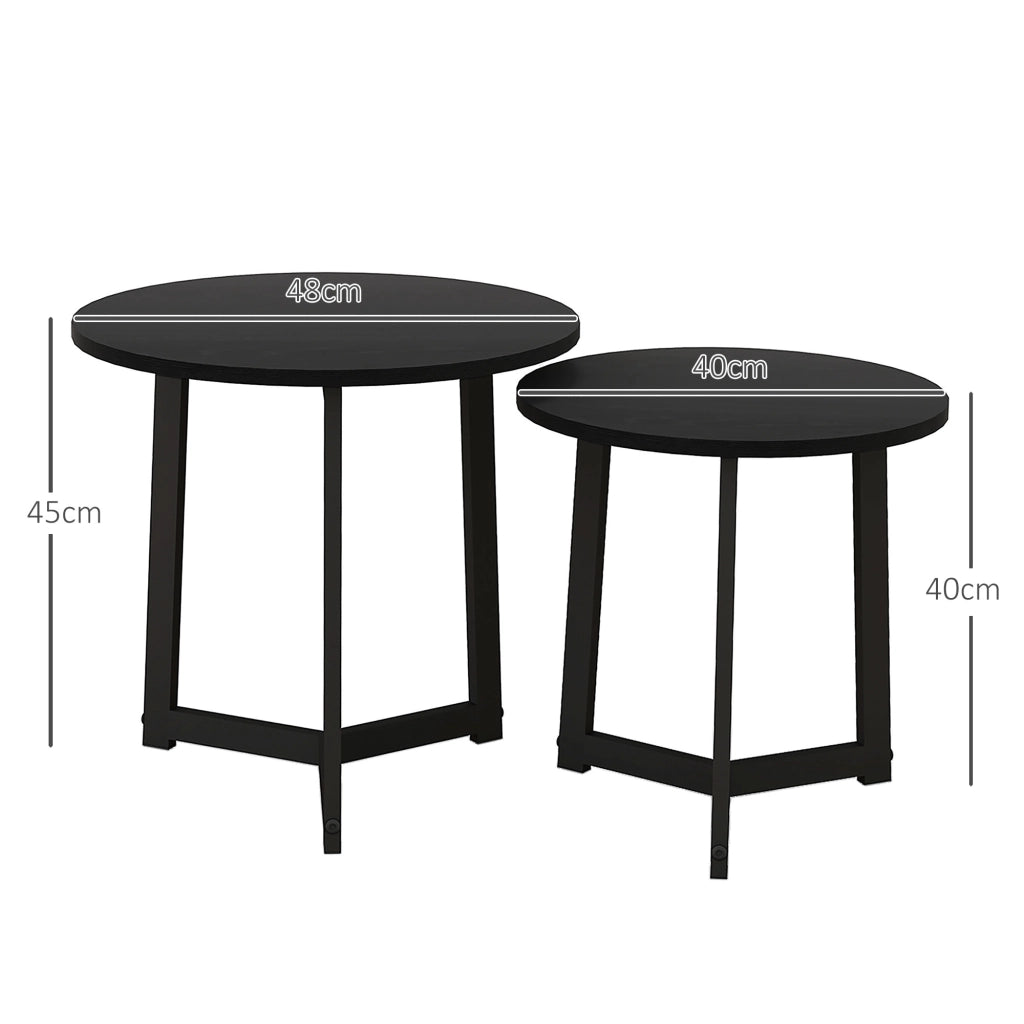 Tavolo da pranzo - set 2 tavolini rotondi - struttura in acciaio - fino a 35 kg - nero - design moderno