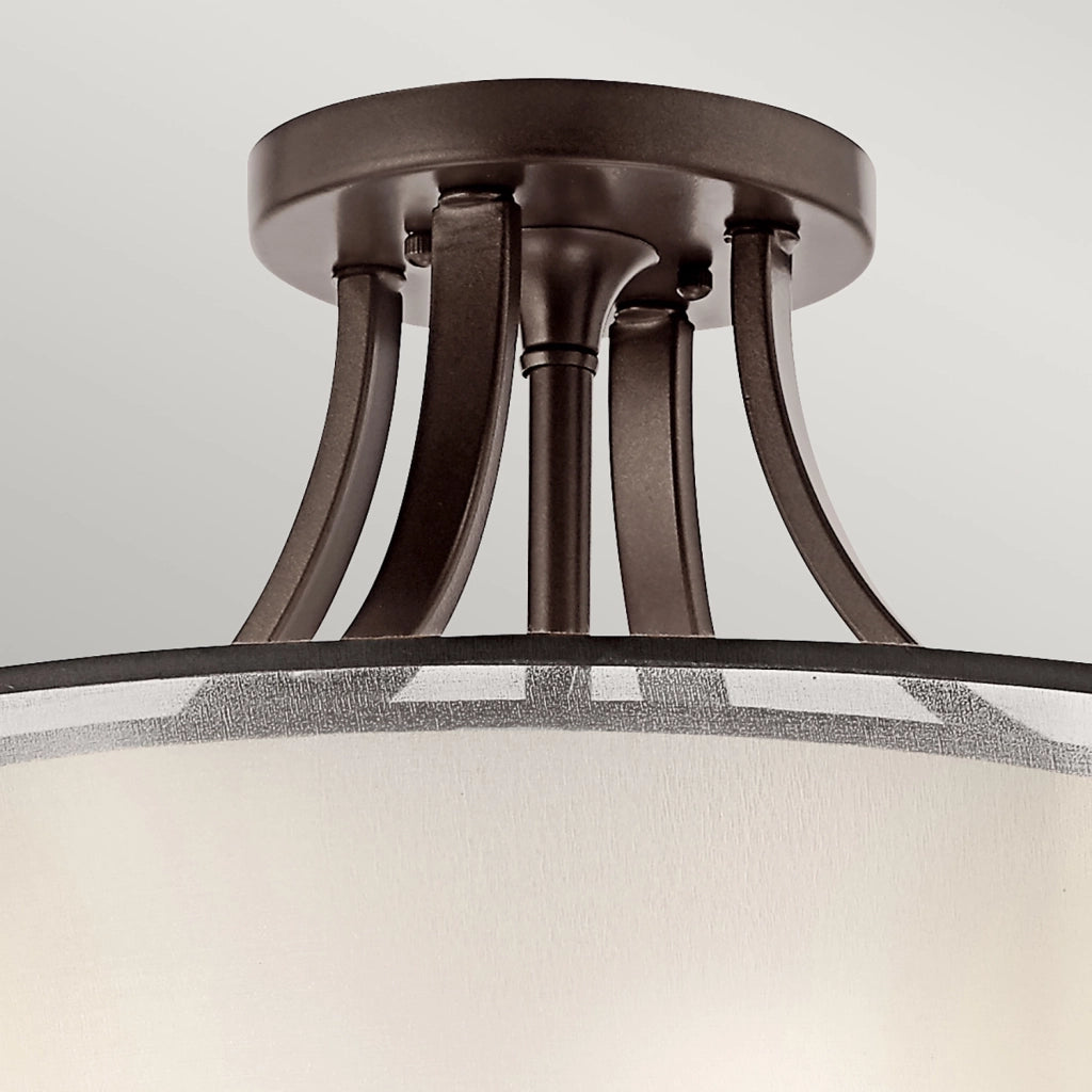 Lampada A Soffitto Contemporanea Lacey Metallo Bronzo Antico Tessuto 4 Luci E27