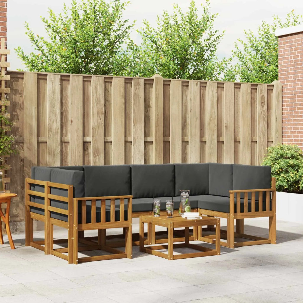 Set di divani da esterno con cuscino 7 pcs Naturale e Antracite 3366075