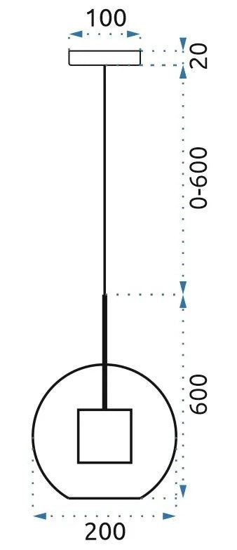 Lampada Pensile Di Vetro Nero Loft APP557-1CP 20cm