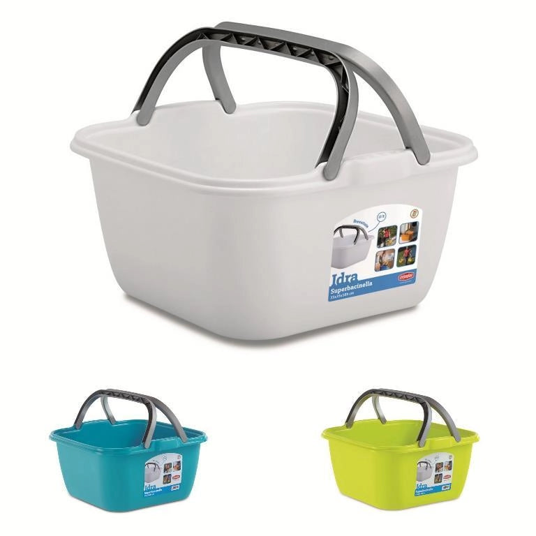 Super bacinella con manici bucato lavanderia idra quadrata 35 cm 13 litri