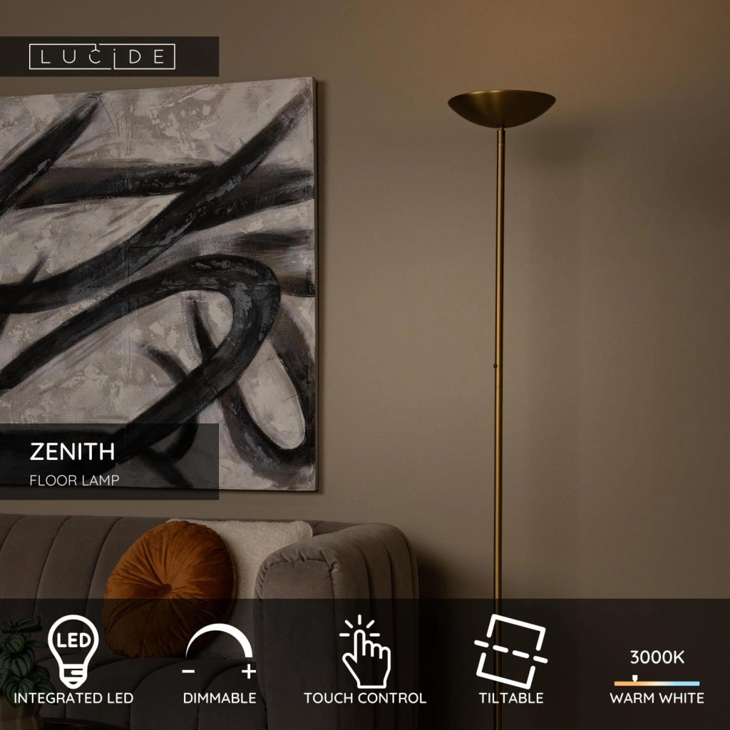 Lampada da terra LED 20W orientabile oro ZENITH Lucide