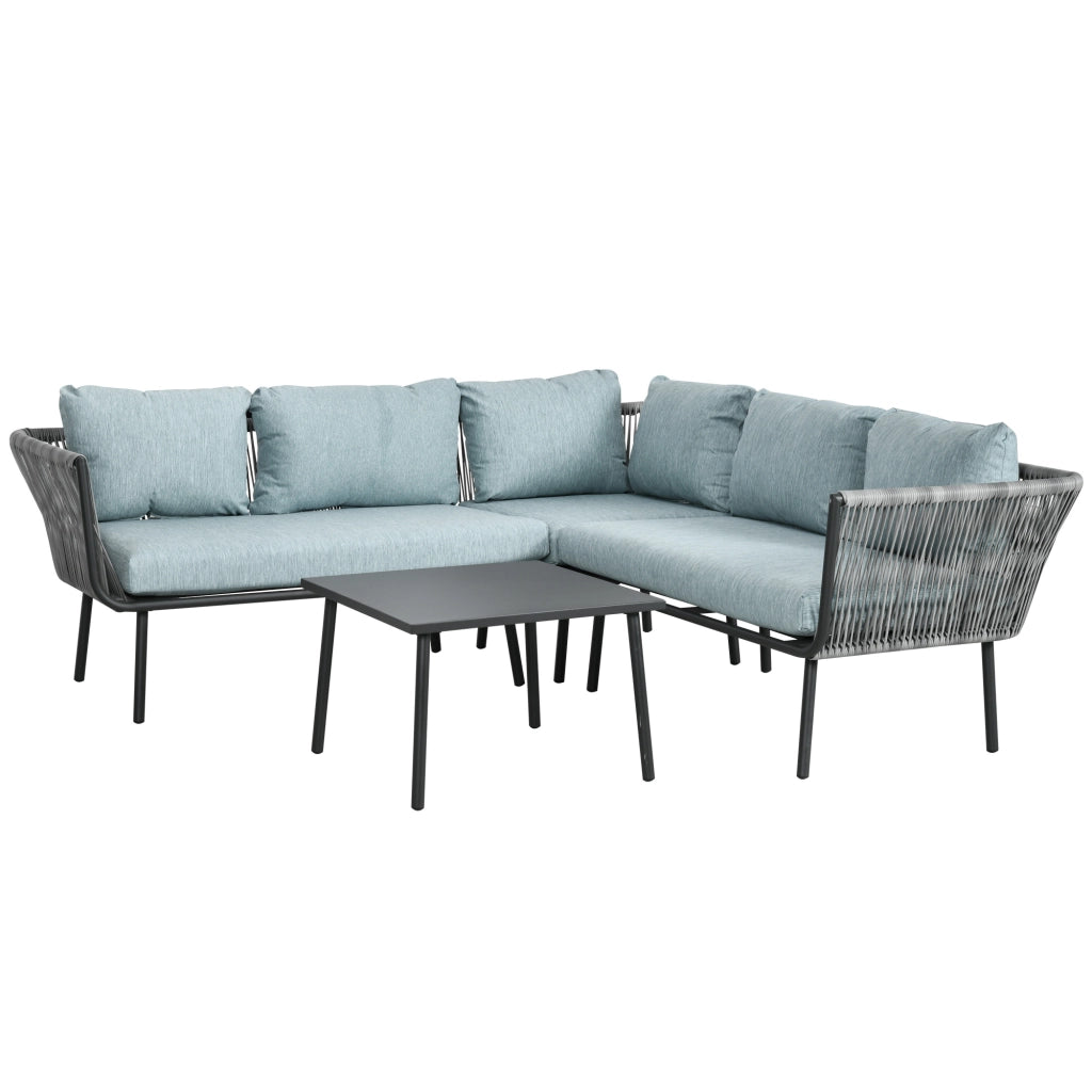 Set divano angolare esterno 4 pezzi ¨C zephmum ¨C grigio polyrattan