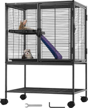 Gabbia per Animali da Compagnia - Gabbia per Piccoli Animali per Topi, Hamster, Cavia, Chinchilla - 61x44x86,5cm - Rullabile
