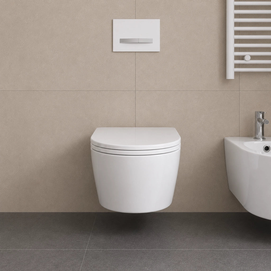 Vaso wc sospeso giunone ceramica bianco lucido scarico a parete *** accessori senza fissaggi, confezione 1